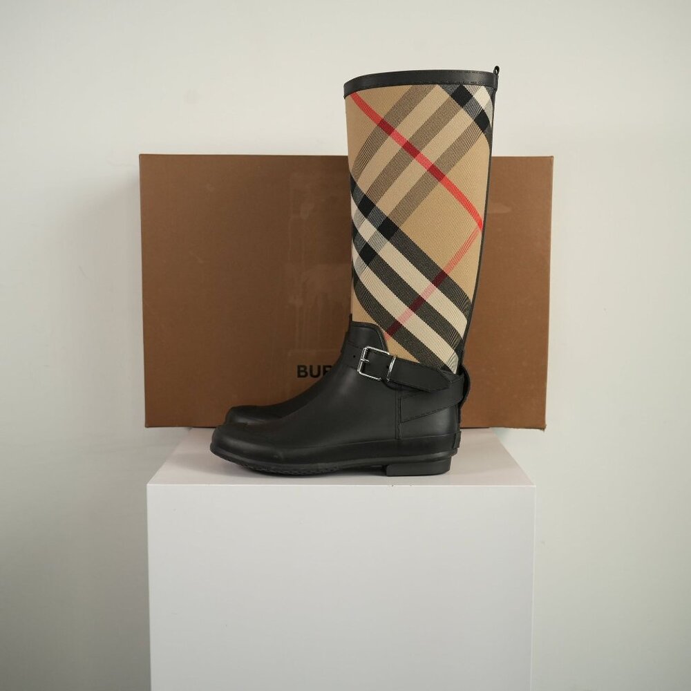 Burberry Simeon Vintage Check Rain Boots Size 37 With Box - Picture 3 of 7